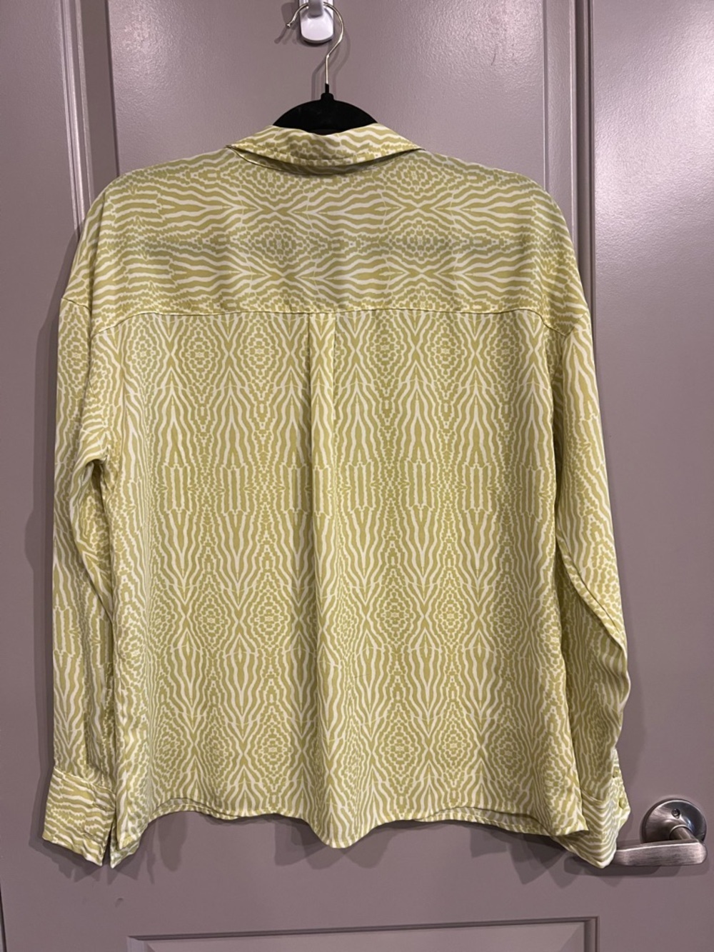 Worthington Lime Green and White Geometric Psychedelic Button-Down Shirt - Picture 7 of 7